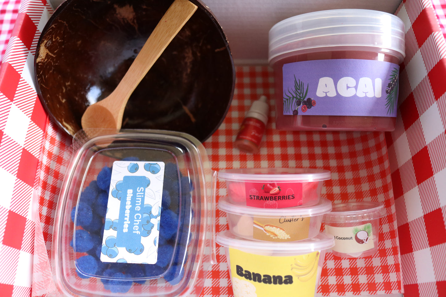 slime acai kit with clay fruit- slime chef