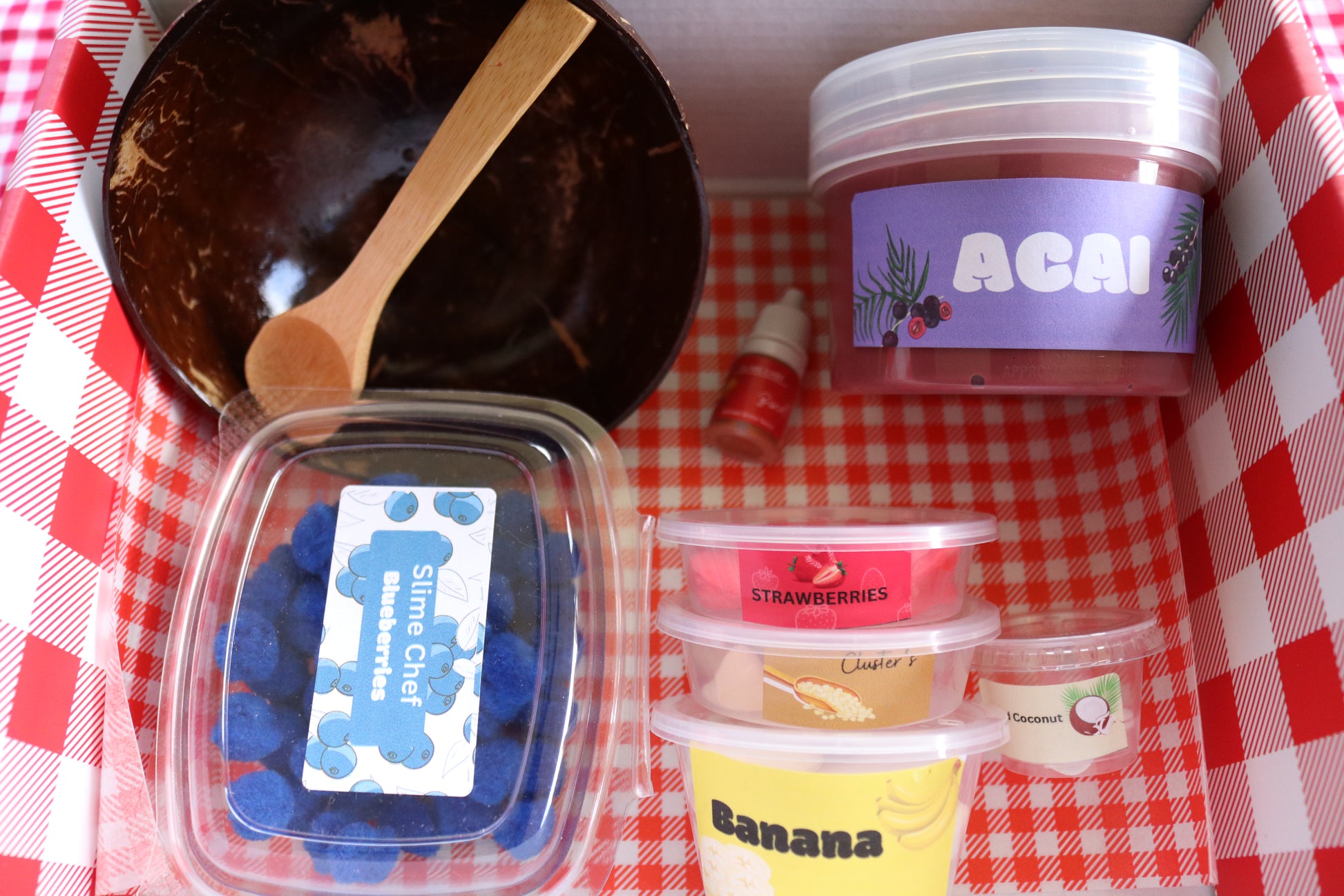 slime acai kit with clay fruit- slime chef